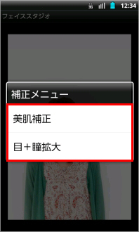 画像:補正メニュー