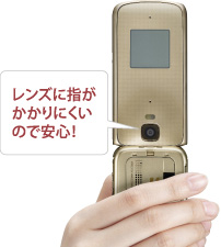 図:約515万画素カメラ レンズに指がかかりにくいので安心!