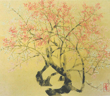 紅白梅 前田青邨
