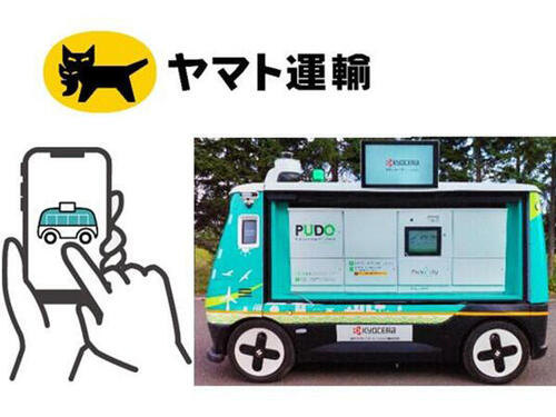 車道を走行する無人自動配送ロボットにオープン型宅配便ロッカー「PUDOステーション」を搭載した移動型宅配サービスの実証実験を北海道石狩市で開始