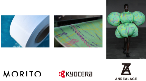 インクジェット捺染プリンター「FOREARTH」と、廃漁網リサイクル糸「MURON」のコラボレーション作品を、ファッションブランド「ANREALAGE」がパリ・ファッションウィーク®で発表