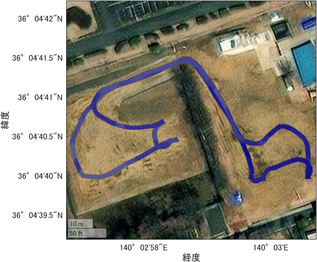 屋外実験ヤード内を移動した時の受信電力の特性の1例.png