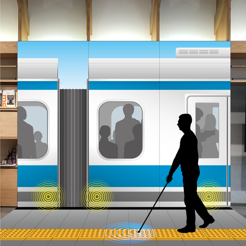 駅ホームなどでの視覚障がい者の安全歩行をサポートする仕組みの開発