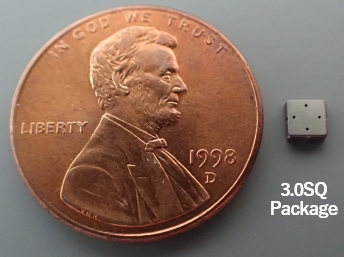 3mm角のパッケージ 1セントコインと比較