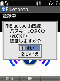 画面：Bluetooth接続