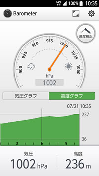 画面：バロメーター（気圧/高度）