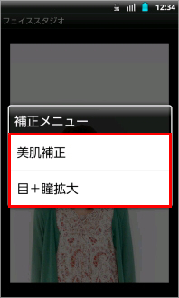 画像：補正メニュー