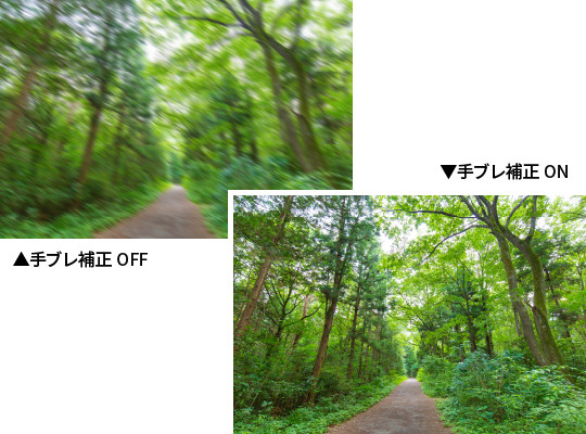 画像：手ブレ補正OFF、手ブレ補正ON