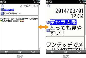 図：メール文字サイズ切替