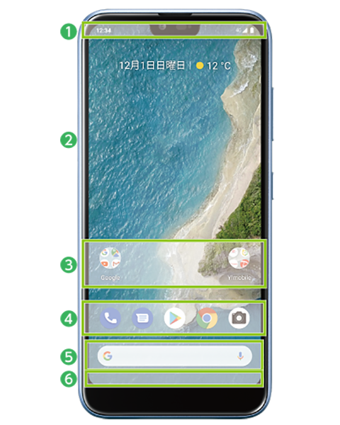 ホーム画 基本操作 使い方ガイド Android One S6 サポート スマートフォン 携帯電話 京セラ