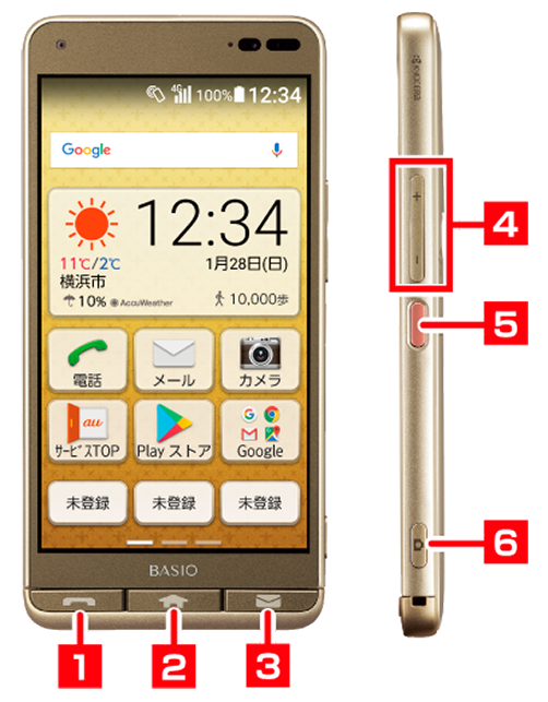 基本操作1 基本操作 使い方ガイド Basio3 サポート スマートフォン 携帯電話 京セラ