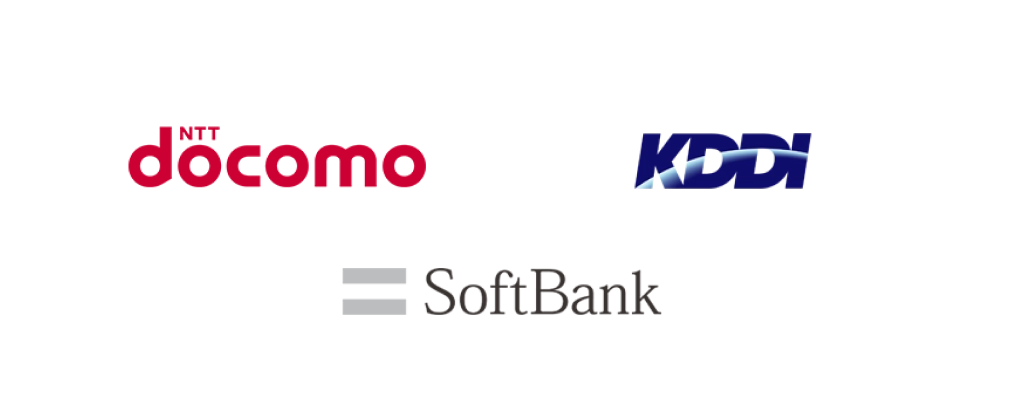 docomo,KDDI,SoftBank,RakutenMobileのロゴ