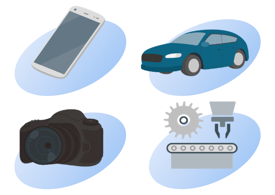 スマートフォン、デジタルカメラ、自動車、各種産業用機器