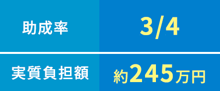 助成率4分の3、実質負担額約245万円
